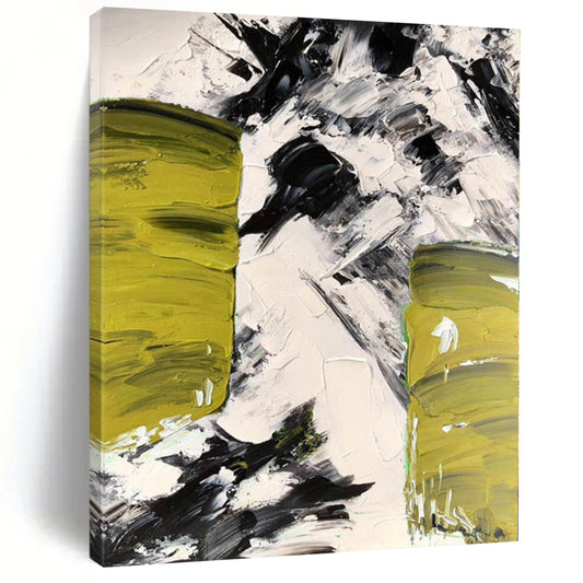 Immense Hand-Painted Abstract Canvas for Dining Room Window Seat Alcoves