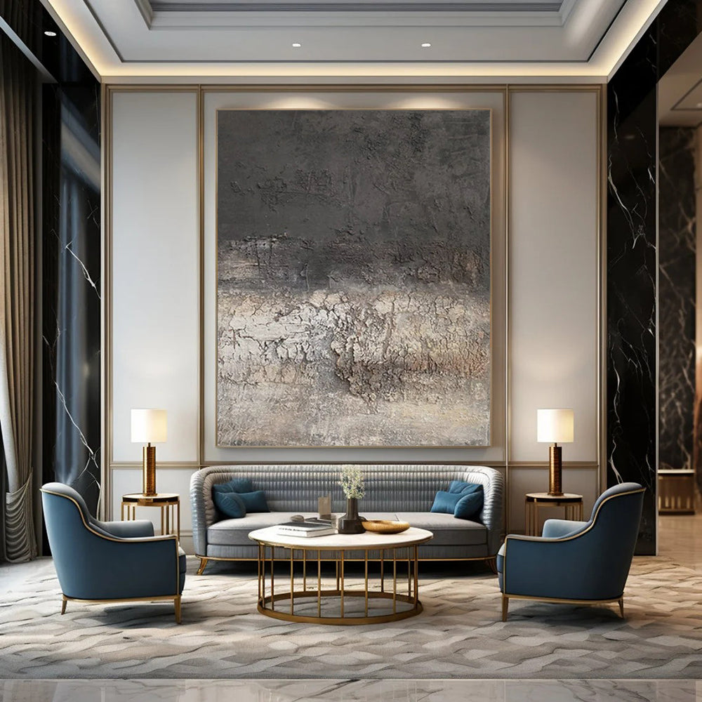 Large-Scale Hand-Painted Contemporary Abstract Canvas for Artisan Coffee Shop Interiors