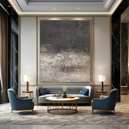 Large-Scale Hand-Painted Contemporary Abstract Canvas for Artisan Coffee Shop Interiors