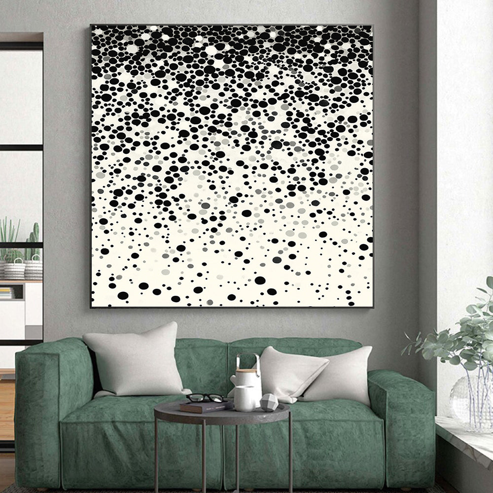 Black Dots Gradient on Light Background - “Subtle Dot Transition” Painting On Canvas HB225