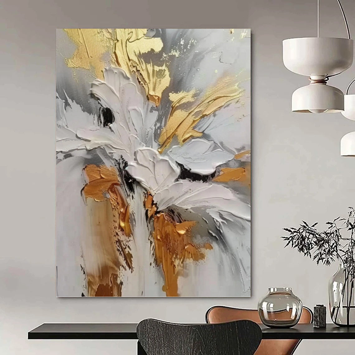 Stimulating Hand - Painted Textured Abstract on Canvas for Office & Living Room DKH1386