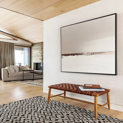 “Subtle Earth - Tone Divide” - Soft beige, brown, white, Minimalist Abstract Painting On Canvas HB0610