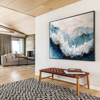 “Timeless Currents” Large - Sized Abstract Canvas for Bedroom & Dining Room DKH347