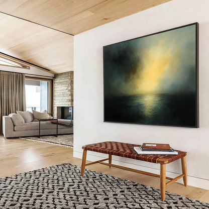“Dark Coastal Sunset” - Dark Palette, Moody Coastal Sunset Painting On Canvas HB0895