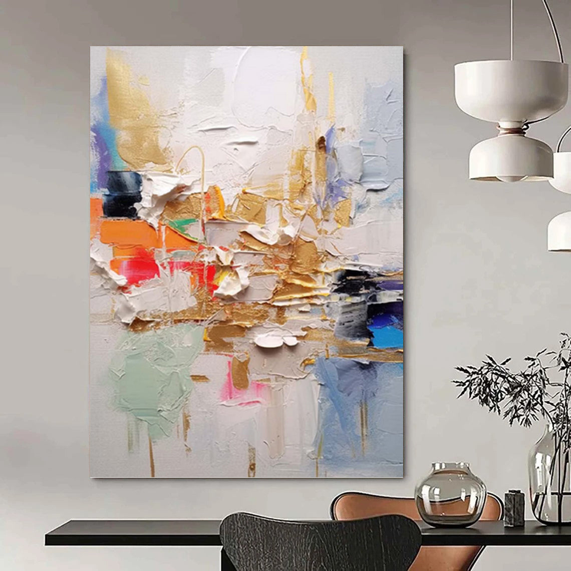Massive Custom - Crafted Textured Canvas Abstract for Living Room & Hotel Lobby DKH1056