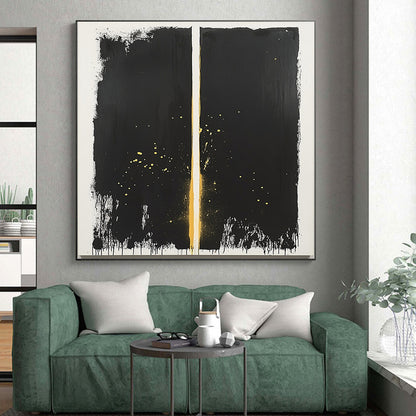 Black & Gold Vertical Split - “Stellar Curtain” Painting On Canvas HB195