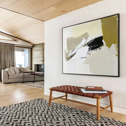 “Bold Neutral Swipes” - Beige, White, Black with Expressive Swipes - Abstract Acrylic Painting HB1341