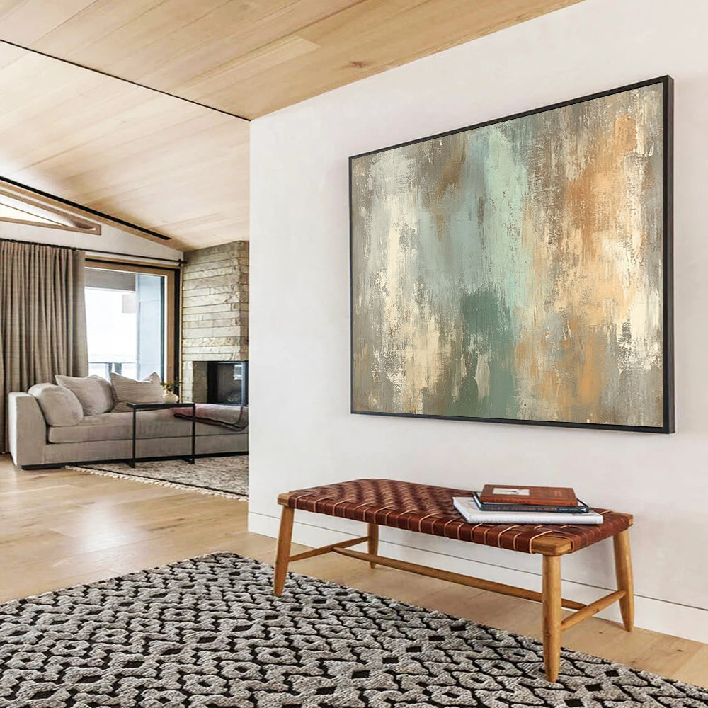 “Abstract Earth Tones” - Grays, Browns, Teals, Abstract Textured Painting - Acrylic Painting HB1765
