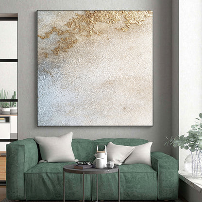 Beige, Gold, Textured Patches "Gilded Sandstone Textures" Abstract Minimalist Painting On Canvas HB172
