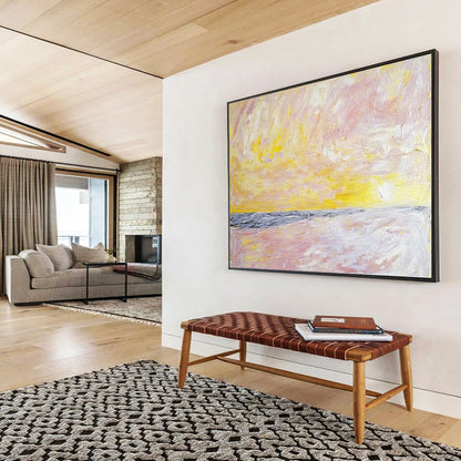 “Pastel Sunrise Beach” - Pink, Yellow, Purple, Abstract Dawn - Impressionist Acrylic Painting HB1509