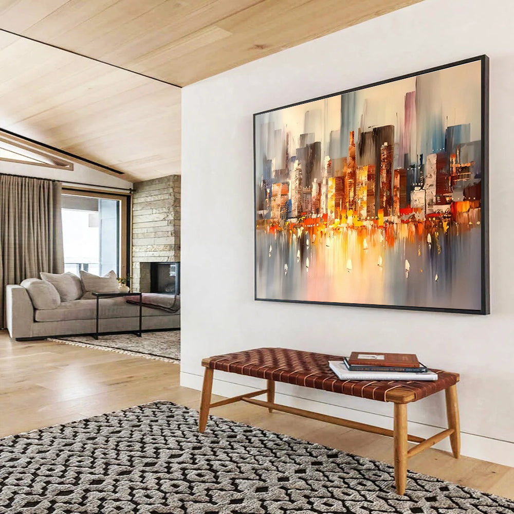 Statement - Making Large Abstract Canvas with Rich Textural Layers for Living Room & Office DKH899
