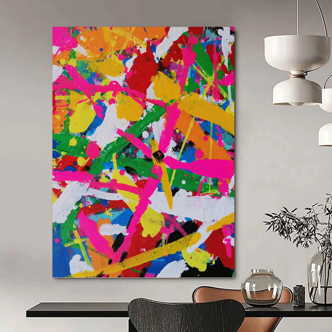 Warmly Large - Scale Hand - Painted Textured Abstract for Veterinary Clinic & Pet Grooming Salon DKH1260