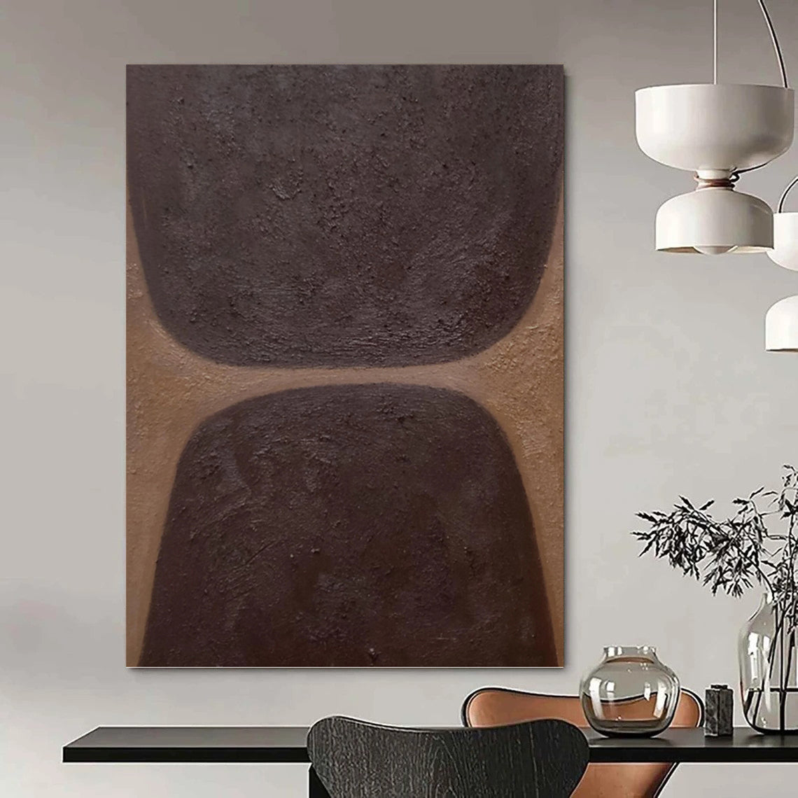 Creatively Curated Hand - Painted Textured Canvas Mural for Bar & Hotel Lobby DKH1169