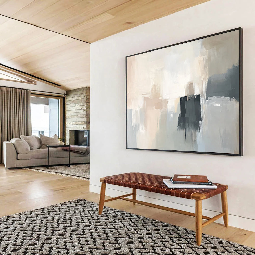 “Neutral Abstract Layers” - Beige, Gray, White, Black - Subtle Abstract Layers - Acrylic Painting HB1319