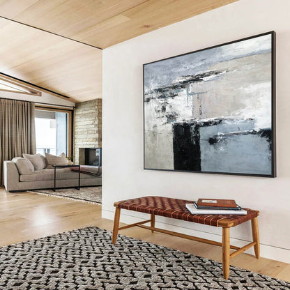 Monochromatic Minimalist Abstract: Elevate Your Space with Subtlety DLZ152