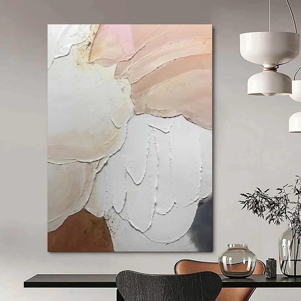 Earthy & Natural Hand-Painted Custom Abstract Painting for Dining Room & Hotel LargeART1991