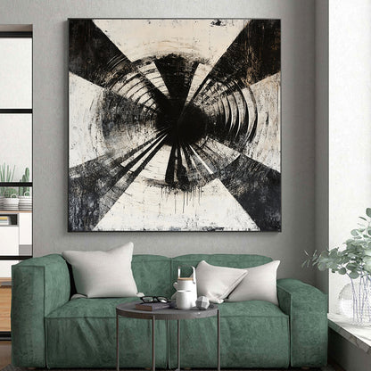 Black & White Textured Tunnel - “Abandoned Tunnel Echo” Painting On Canvas HB186
