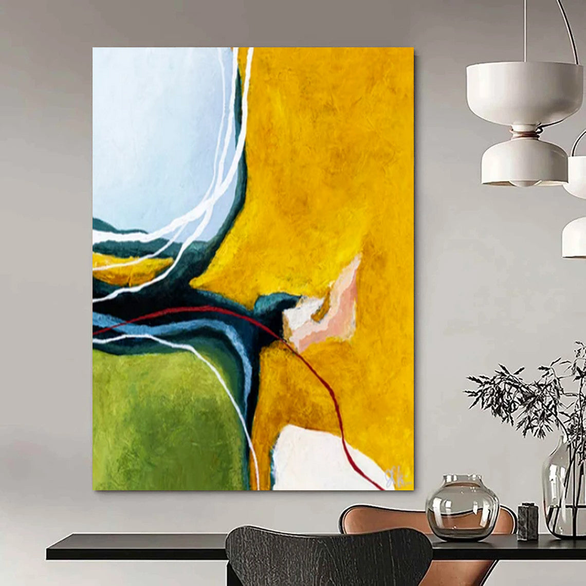 Ravishing Expansive Hand-Painted Abstract Artworks: Enchant Your Living Room & Hotel LargeART2387