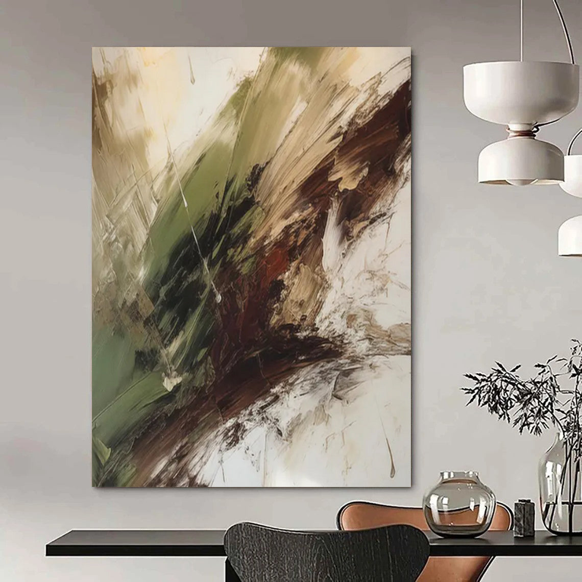 Crystal Cavern: Immense Hand - Painted Custom Abstract Artwork for Office and Entryway DTP118