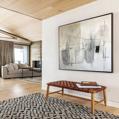 “Minimalist Sketches” - Gray, Black, White, Abstract Line Drawings Painting On Canvas HB1041