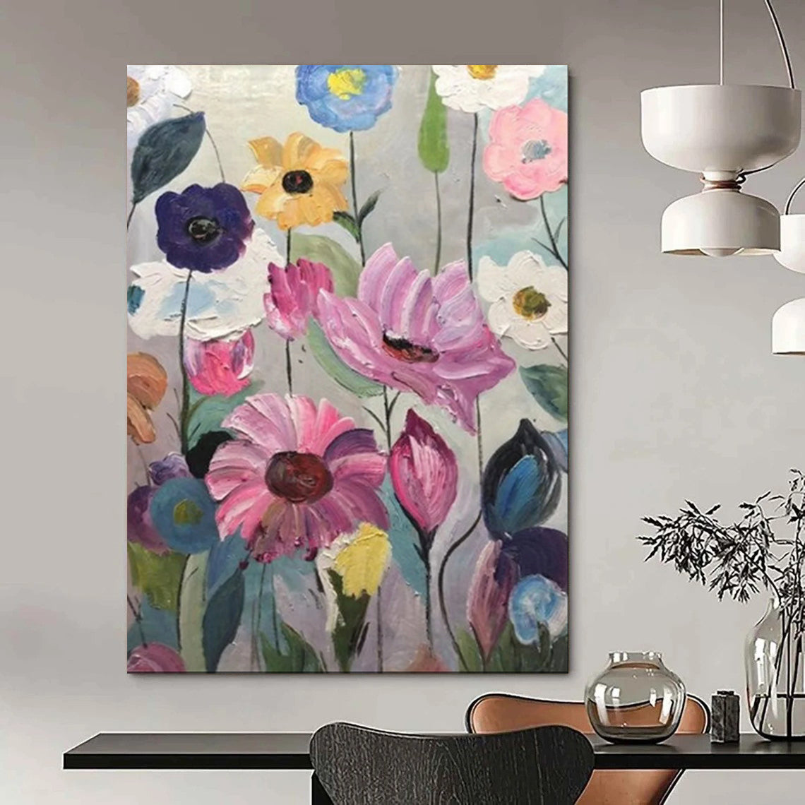 Large-Scale Textured Abstract Canvas Art for Office & Dining Room LargeART2097