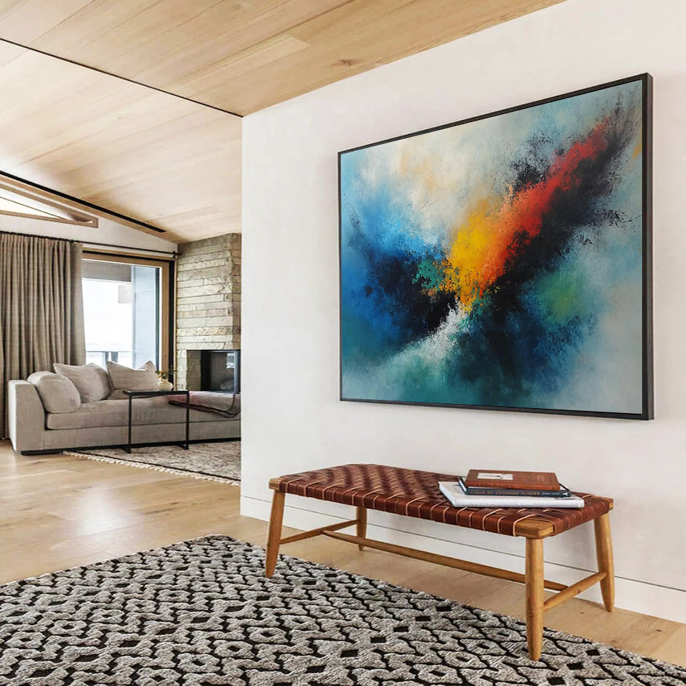 Blue and Colorful Abstract Swirl - “Vibrant Whirlpool” Painting On Canvas HB1462