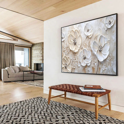 Dramatic Large Abstract Painting with Bold Textured Forms for Entryway & Living Room DKH906