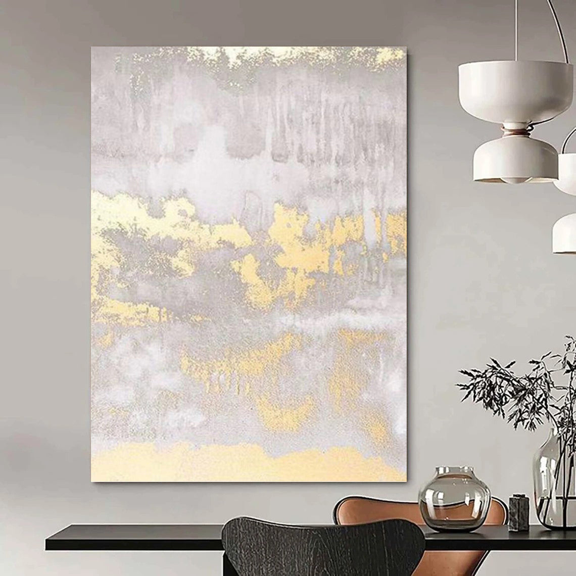 Dramatic Textured Abstract Painting for Dining Room & Entryway DKH0951
