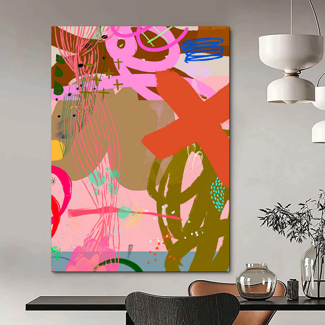 Hand-Painted Bespoke Abstract Canvas for Living Room & Hotel LargeART1857