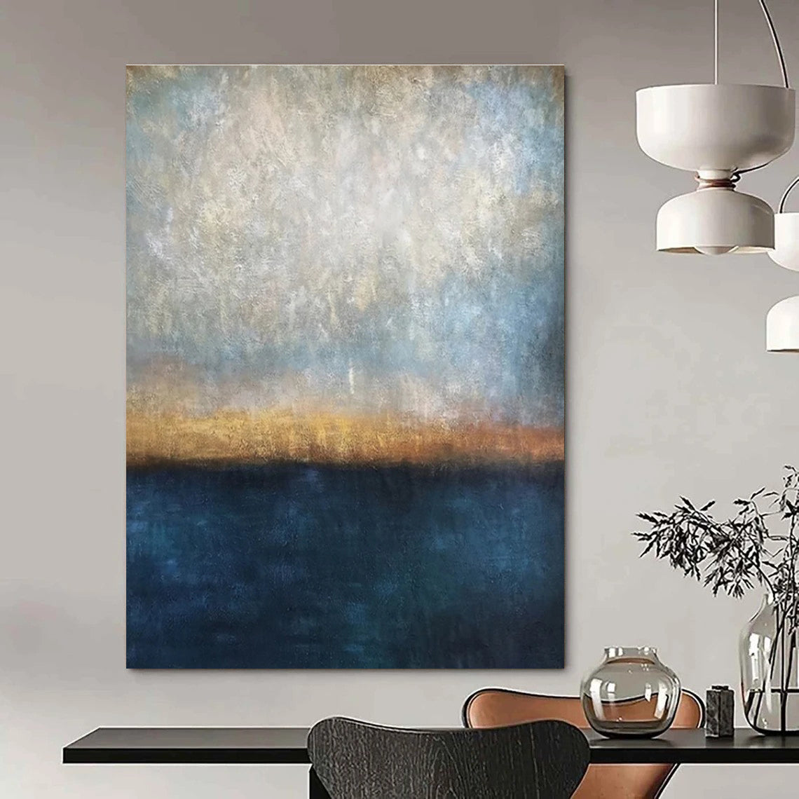 Hand-Painted Bespoke Abstract Canvas for Office & Hotel Rooftop Lounges LargeART1441