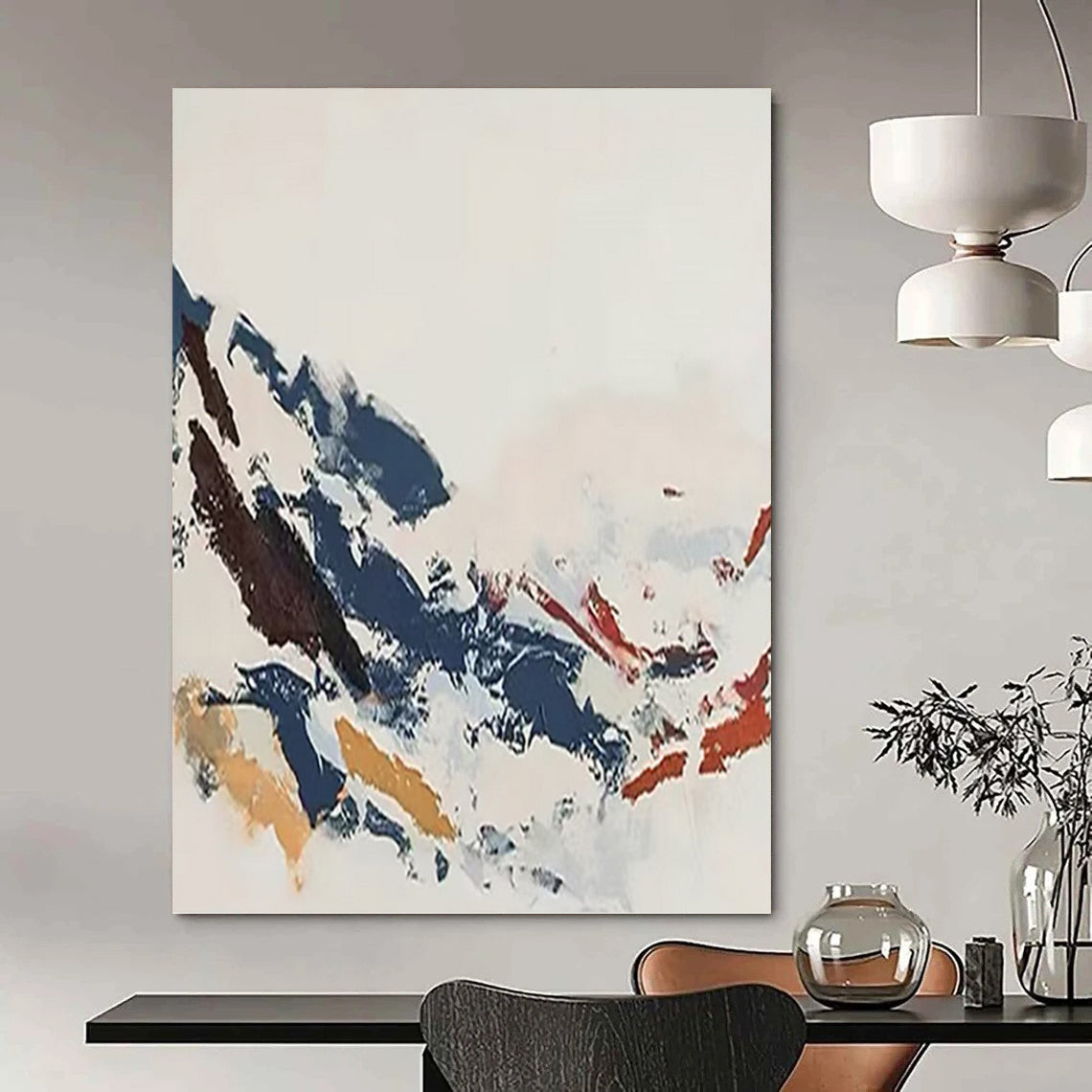 Mega - Format Vertical Hand - Painted Textured Custom Abstract Hymn, for Hotel and Bedroom DKH1548