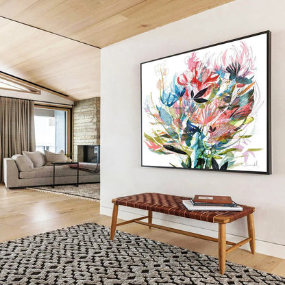 Colorful Floral Burst - Oversized Lively Dining Room Art DLZ138