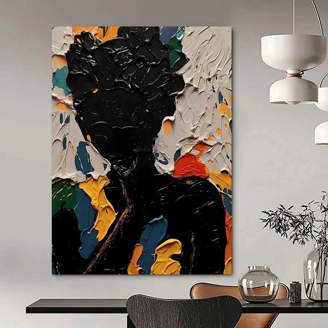 Big-Size Handmade Abstract Art: Textured Details for Dining Room & Hotel DTP308