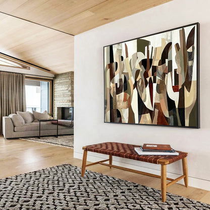 “Neutral - Toned Abstract Shapes” - Minimalist Abstract Painting On Canvas HB0523