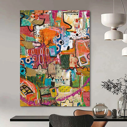 Custom Hand-Painted Abstract Artworks: Textured Wonders for Dining Room & Living Room DTP293