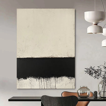 Contemporary hand-painted abstract art featuring a textured cream surface layered over a black border inspired by Mark Rothko's style. DLZ1355