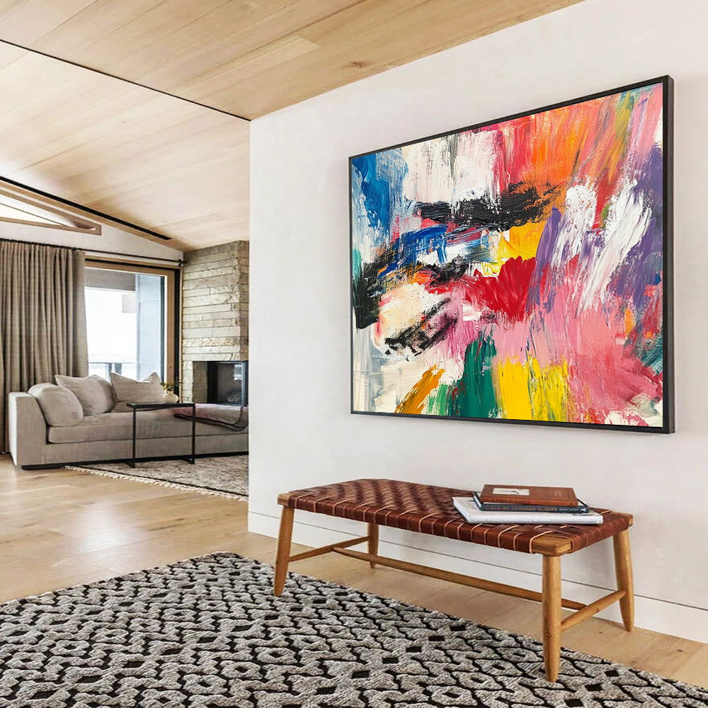 Colorful Abstract Chaos - Bold Abstract Oil Painting On Canvas HB0483