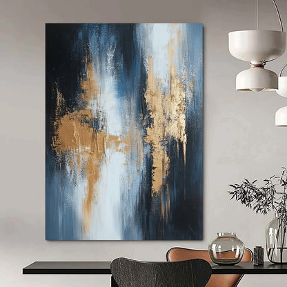 Contemporary hand-painted abstract artwork showcasing textured layers in shades of white black grey beige silver and gold. DLZ0330