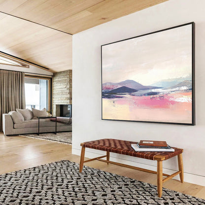 “Pastel Mountainscape” - Pink, Purple, Blue, Softly Painted Hills and Sky Painting On Canvas HB0940