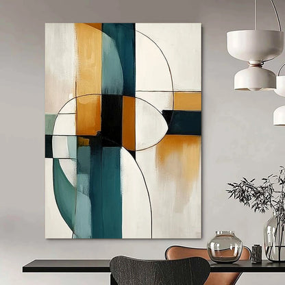 Contemporary large hand-painted abstract artwork featuring vibrant colors and dynamic shapes, perfect for modern spaces and artistic expression. DLZ1773