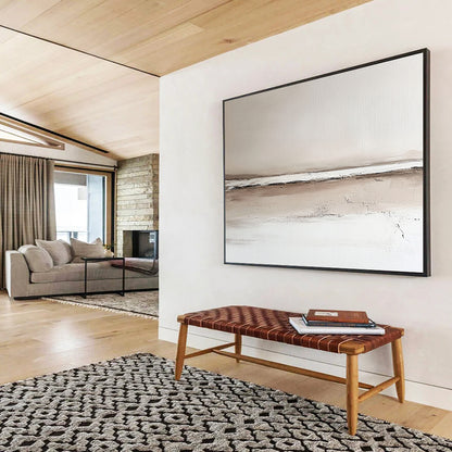 “Neutral Toned Landscape” - Beige, Brown, White, Subtle Horizon Landscape Painting On Canvas HB0957
