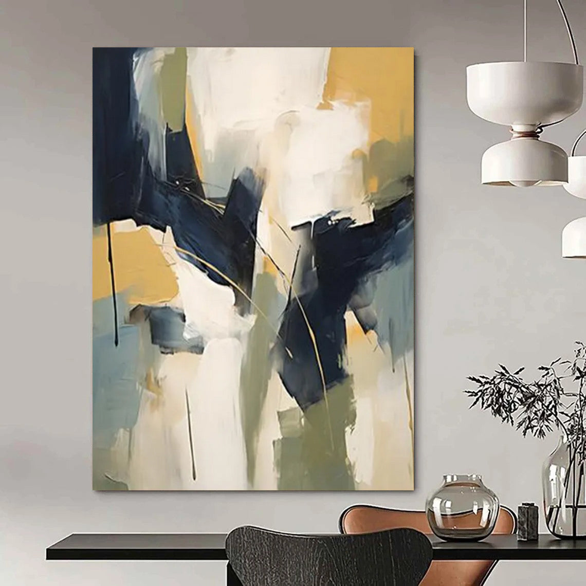 Thunderclouds: Titanic Hand - Painted Custom Abstract Canvas for Entryway and Living Room DTP123