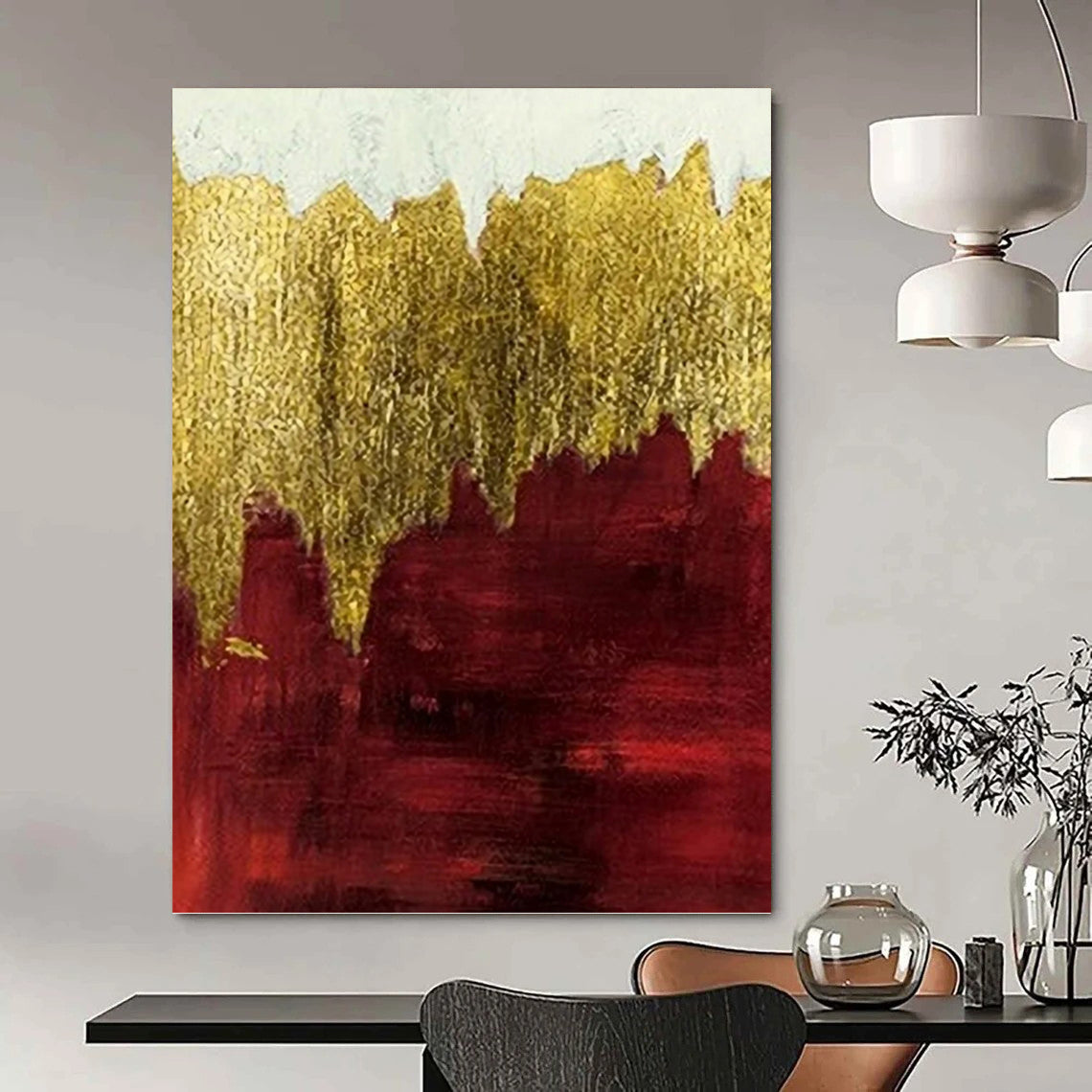 Thought - Provoking Hand - Painted Textured Abstract for Office & Dining Room DKH1339