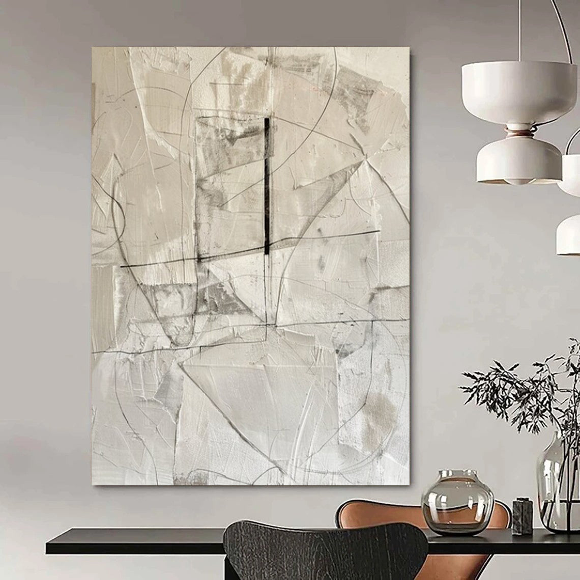 Large Hand - Painted Custom Abstract Canvas for Living Room and Bar DTP001