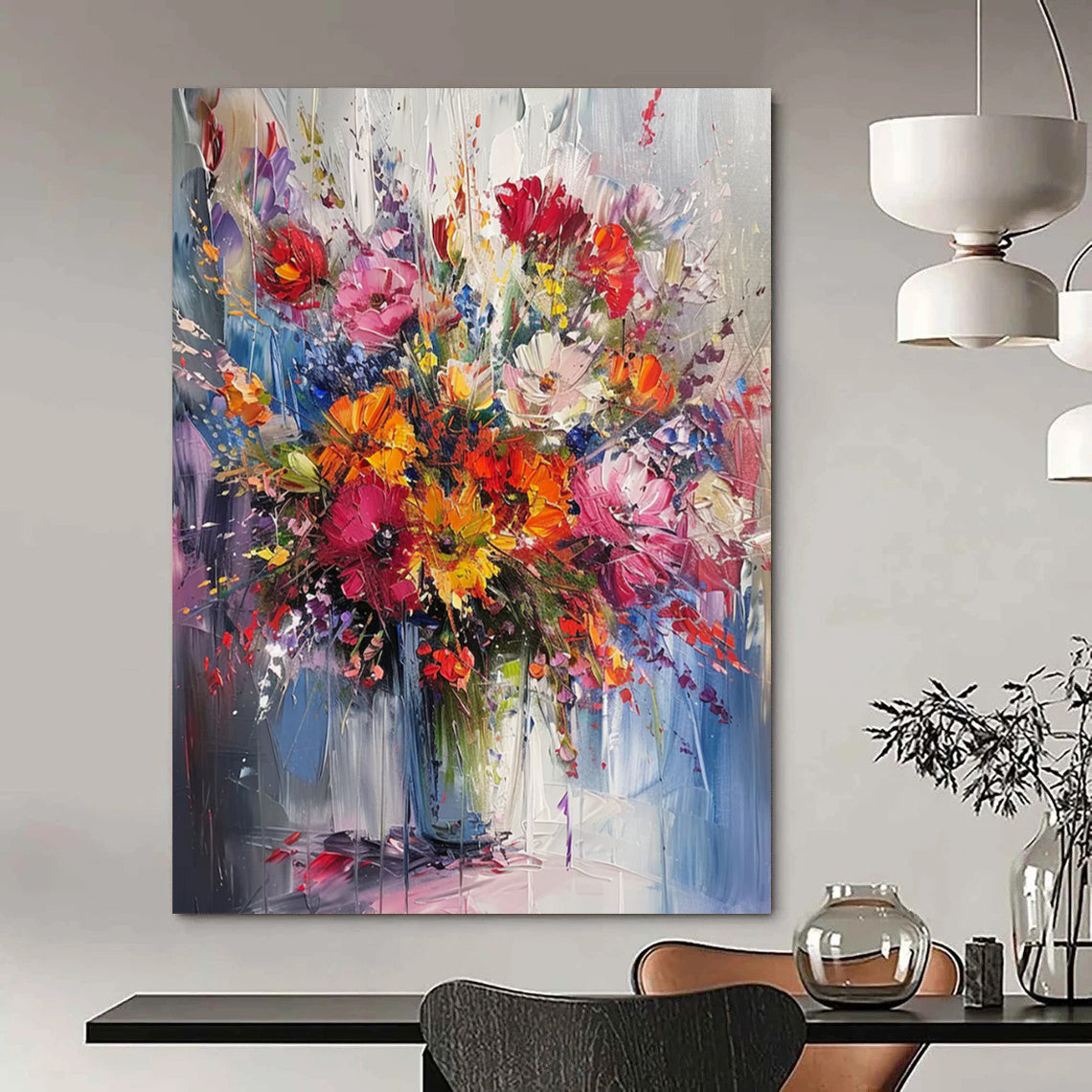 Custom Handmade Abstract Art: Big Sizes, Textured Wonders for Dining Room & Entryway DTP260
