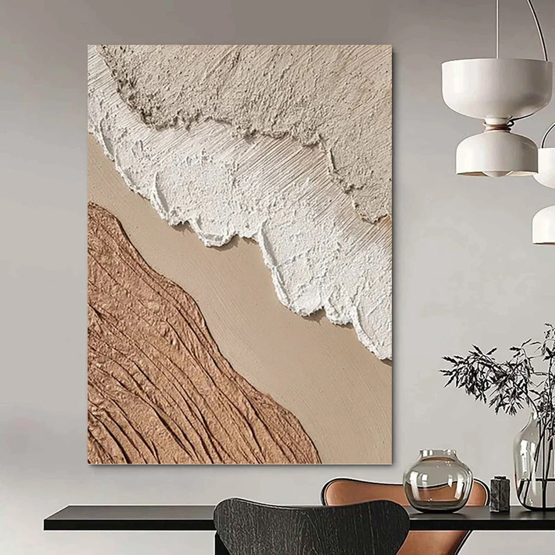 Designer - Crafted Masterpiece: Hand - Painted Textured Canvas Painting for Bar & Living Room DKH1130
