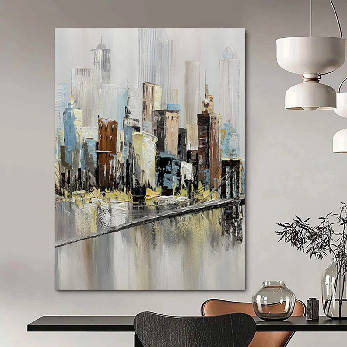 Large - Scale Hand - Painted Textured Custom Abstract Painting, for Dining Room and Hotel DKH1451