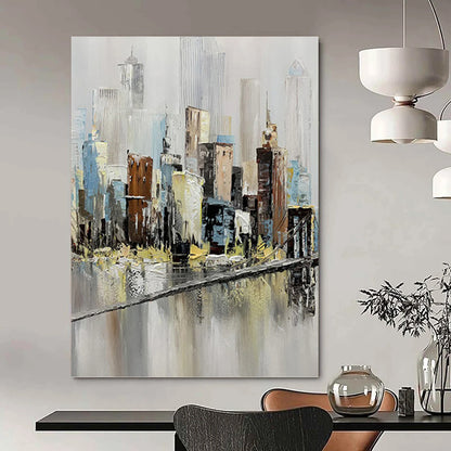 Large - Scale Hand - Painted Textured Custom Abstract Painting, for Dining Room and Hotel DKH1451
