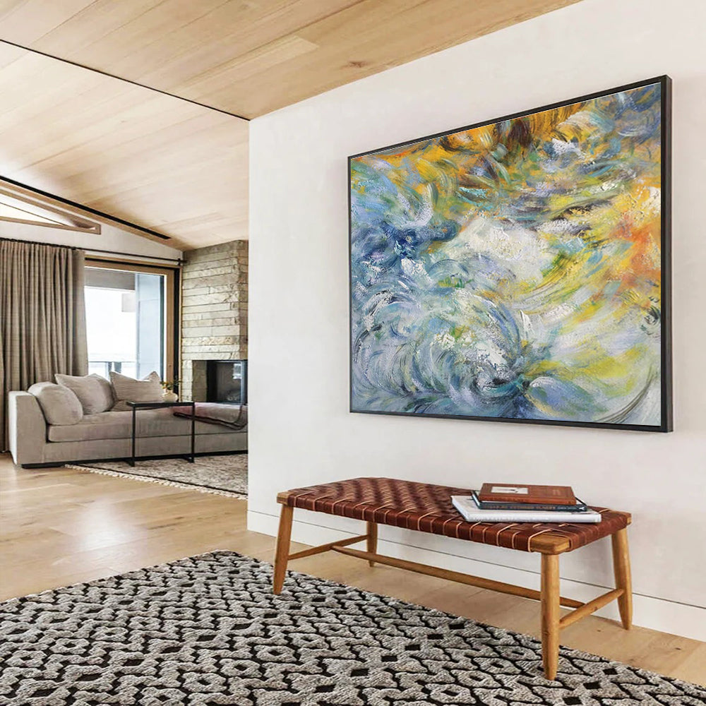 “Timeless Flows” Large - Sized Abstract Canvas for Bedroom & Dining Room DKH291