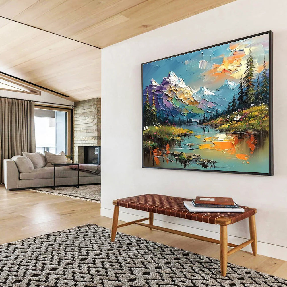 Charming Original Hand - Rendered Textured Large Abstract Work for Cozy Interiors DKH826